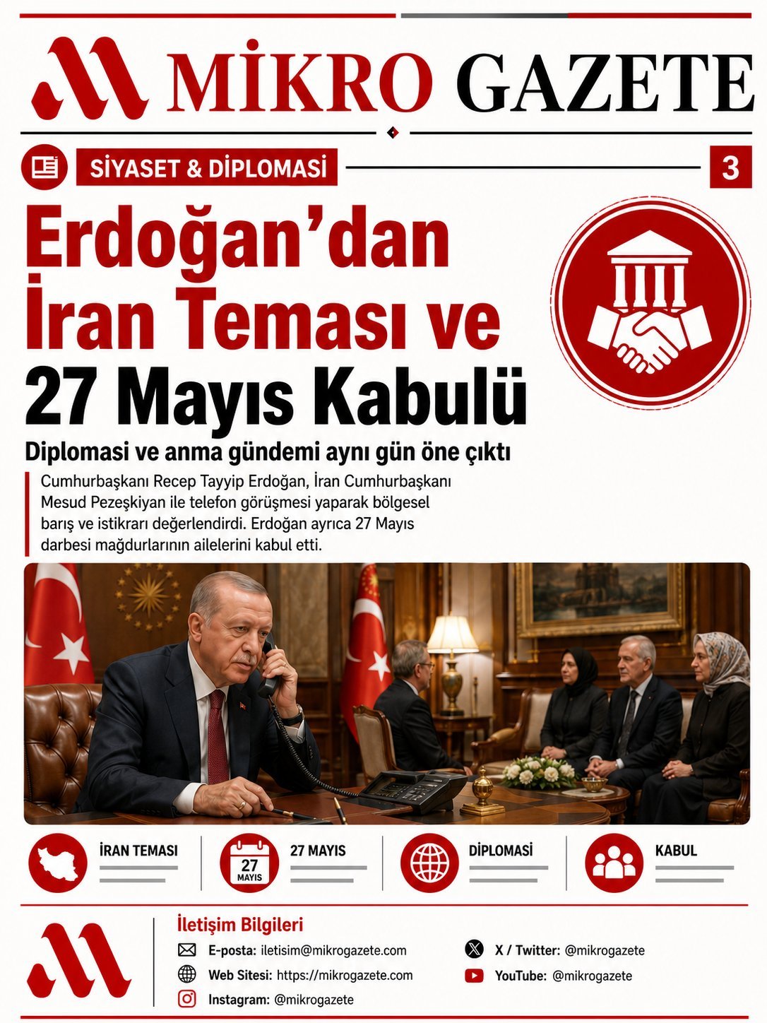 Erdoğan’dan İran Teması ve 27 Mayıs Kabulü