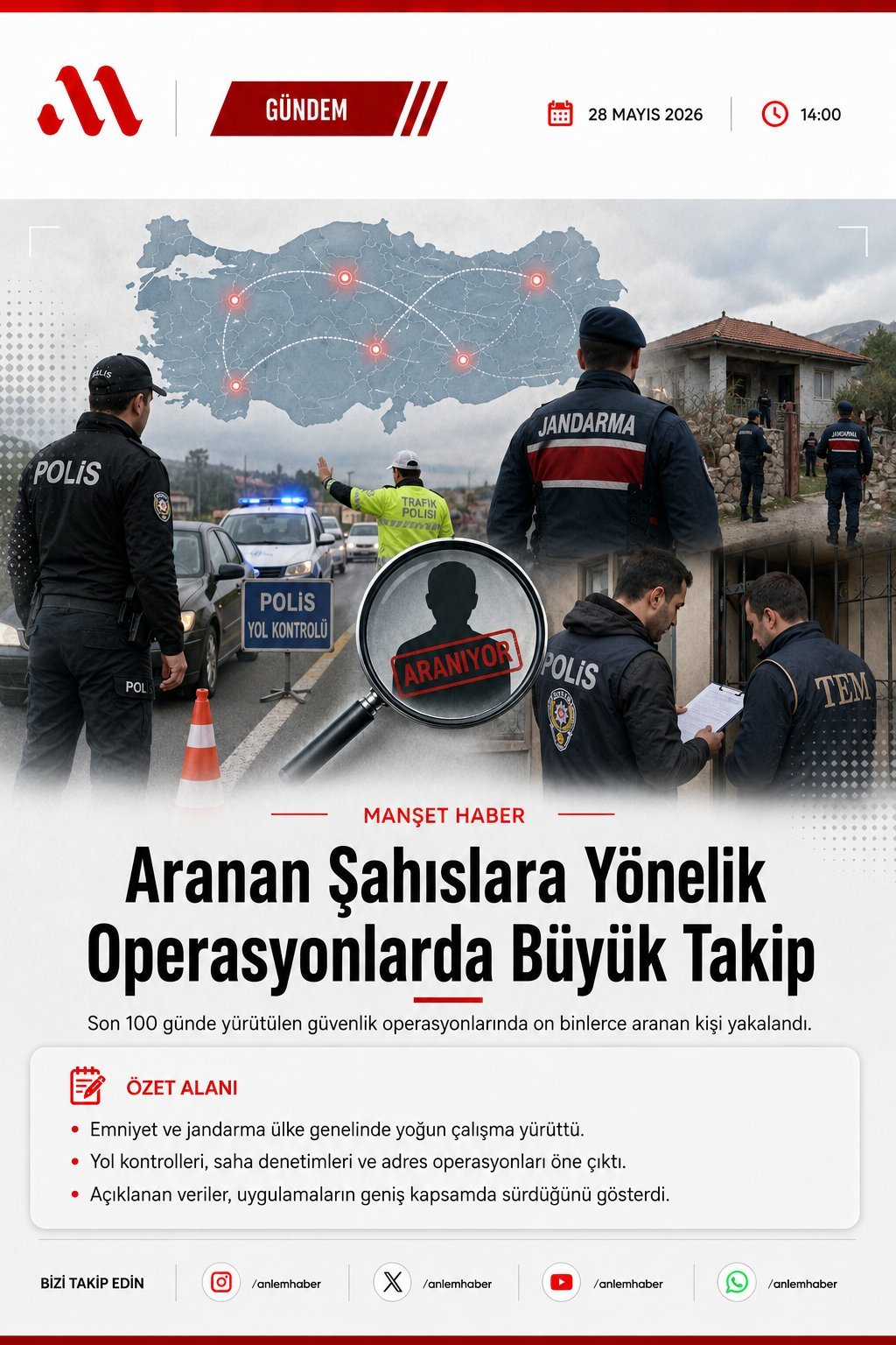 Aranan Şahıslara Yönelik Operasyonlarda Büyük Takip