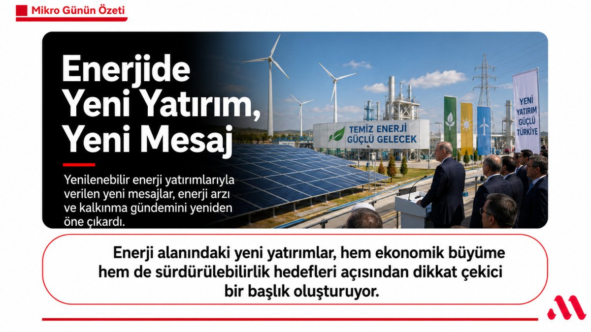Enerjide Yeni Yatırım, Yeni Mesaj