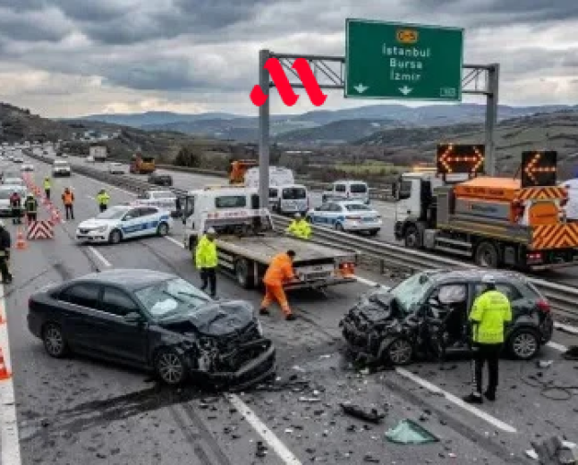 İstanbul-İzmir Otoyolu'nda korkutan kaza! 7 araç birbirine girdi: 11 yaralı